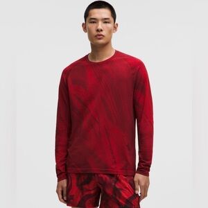 NWT Lululemon Lunar New Year Metal Vent Tech LS - Swirling Plumes Oxford Red - L